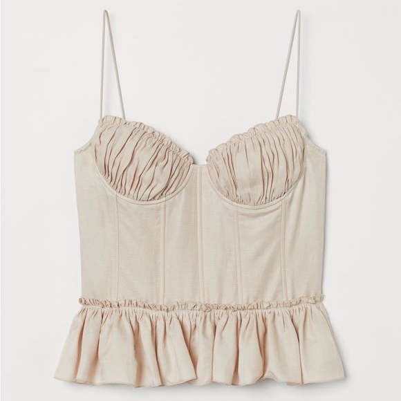 Brock Collection x H&M Linen-blend Corset-style Top - Picture 2 of 7